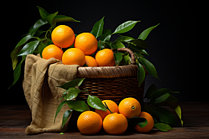 脐橙橙子果篮秋季美食摄影图