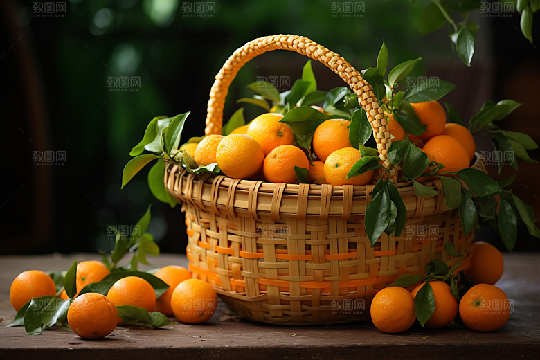 脐橙橙子果篮秋季美食摄影图