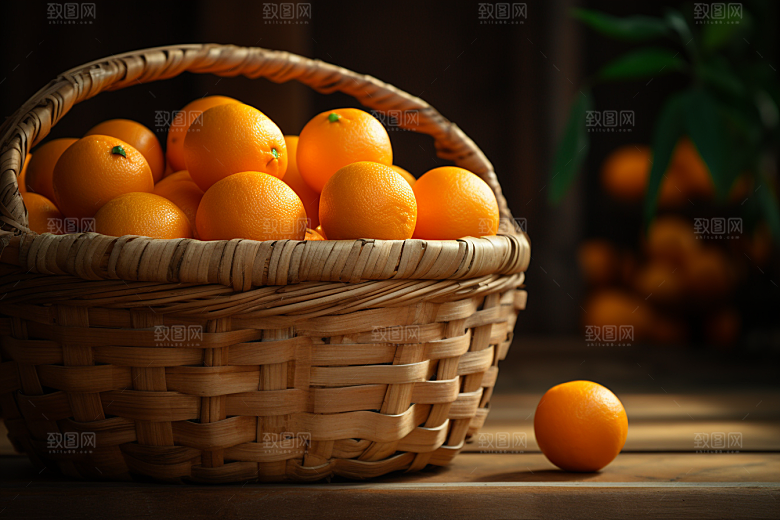脐橙橙子高清果篮摄影图