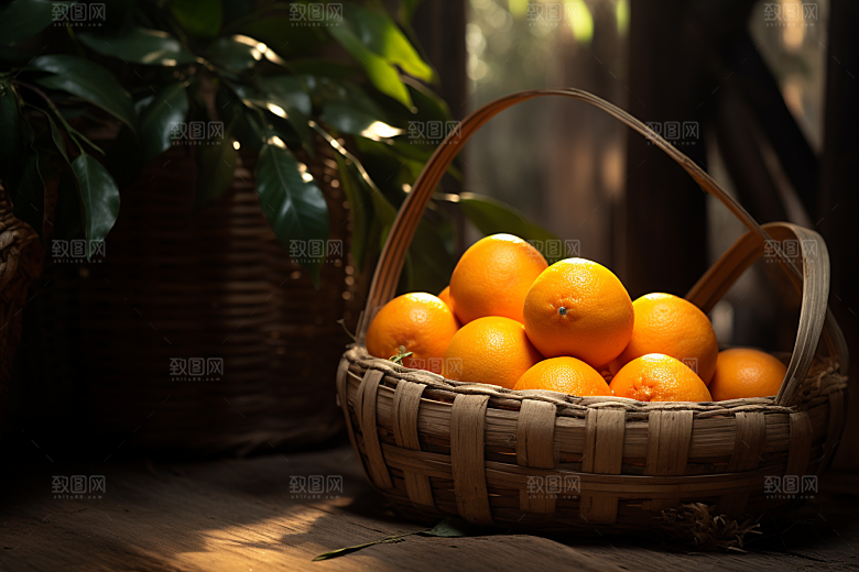 脐橙橙子水果果篮摄影图