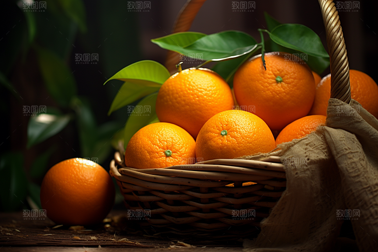 脐橙橙子果篮美味摄影图