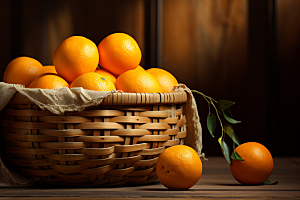 脐橙橙子果篮高清摄影图