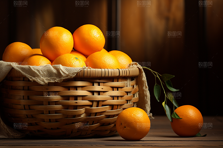 脐橙橙子果篮高清摄影图