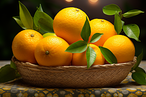 脐橙橙子果篮美味摄影图