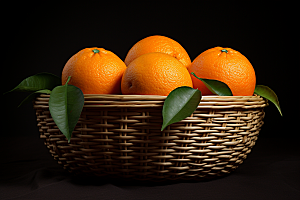 脐橙橙子富含维C果篮摄影图