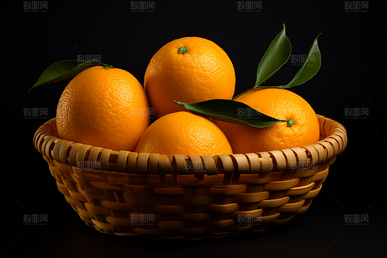 脐橙橙子果篮秋季美食摄影图