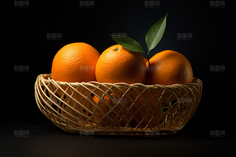 脐橙橙子水果果篮摄影图