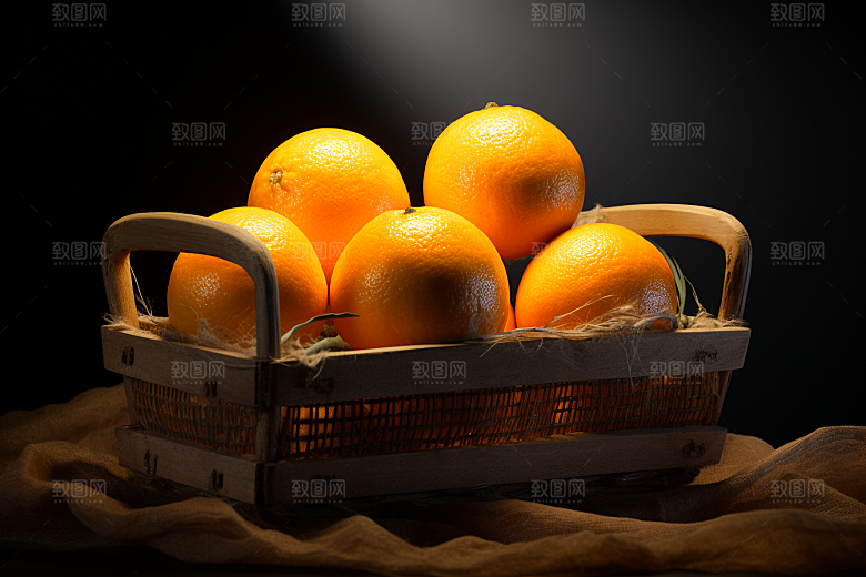 脐橙橙子果篮果品摄影图