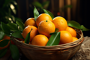 脐橙橙子富含维C果篮摄影图