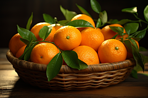 脐橙橙子秋季美食果篮摄影图