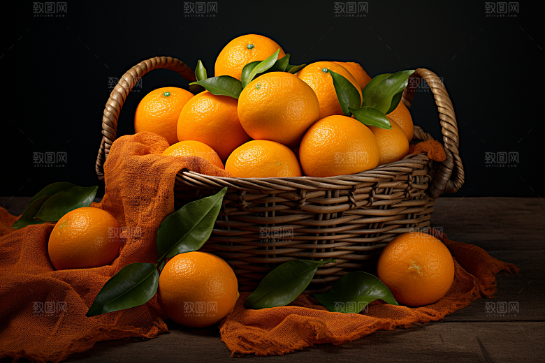 脐橙橙子果篮秋季美食摄影图