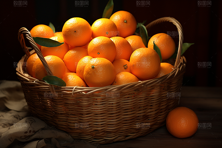 脐橙橙子高清果篮摄影图