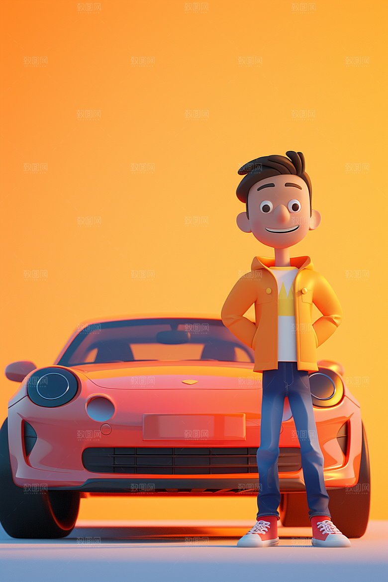 商务人士和汽车3D高清模型