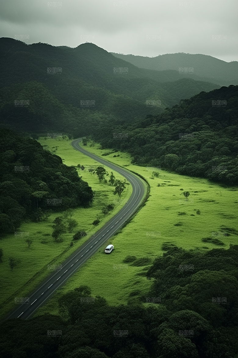 汽车行驶风景广告摄影图