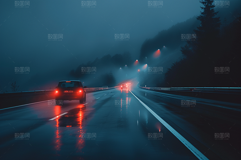 汽车行驶风景大气摄影图
