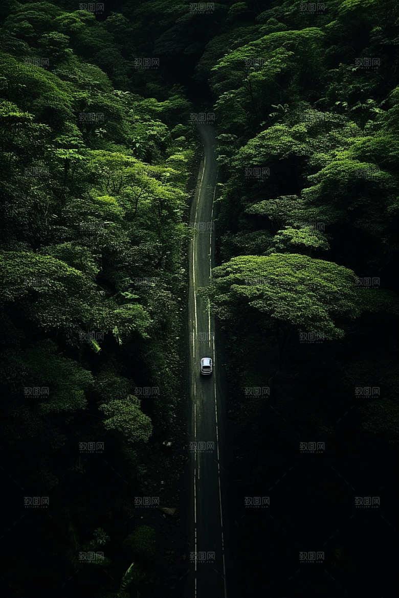 汽车行驶自然风光摄影图