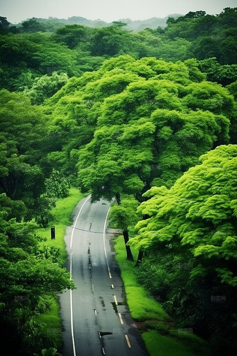 汽车行驶自驾风光摄影图