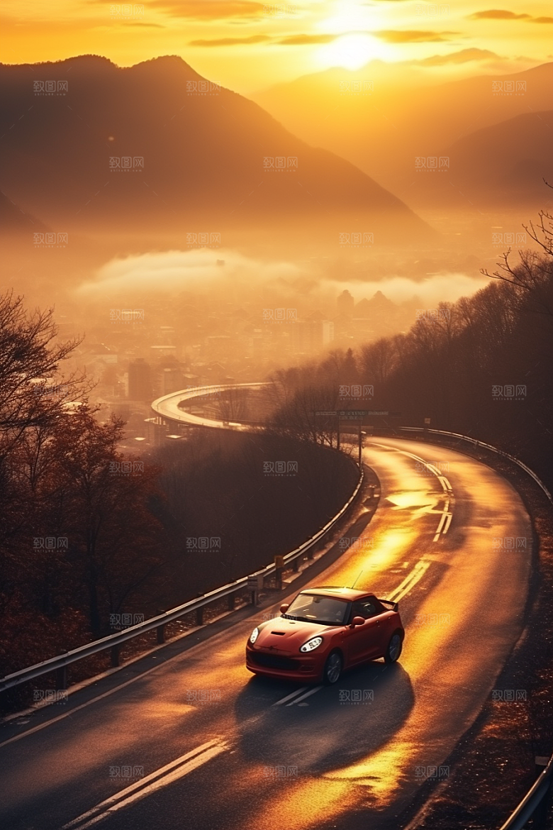 汽车行驶风景风光摄影图