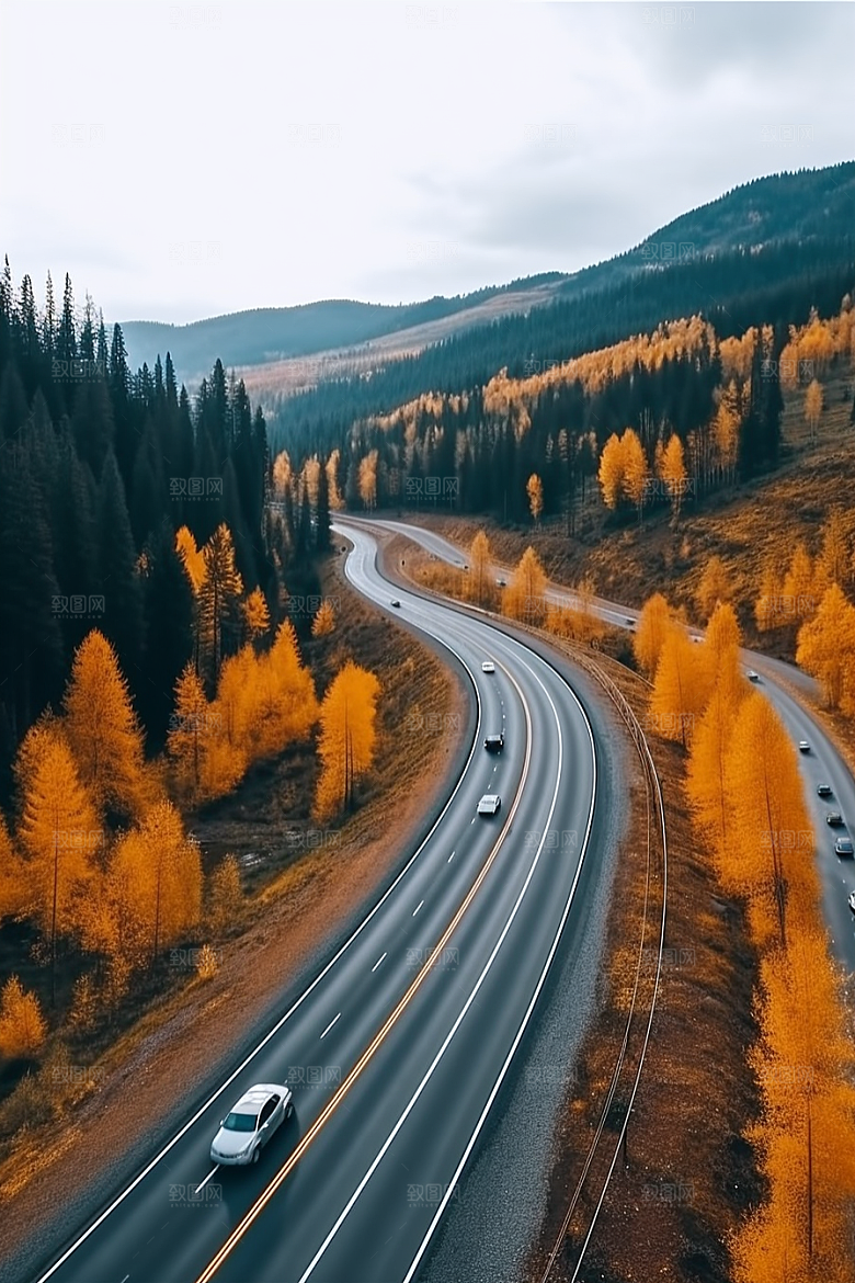 汽车行驶风景高清摄影图