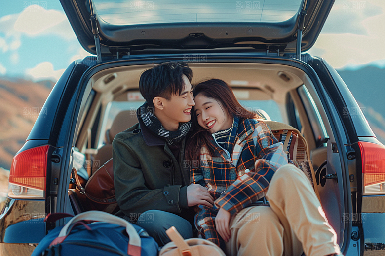 自驾游小长假合影摄影图