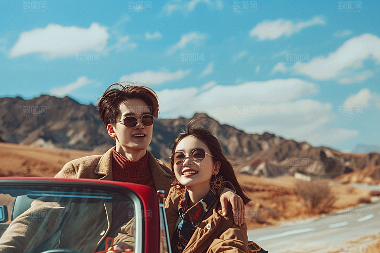 自驾游小长假合影摄影图