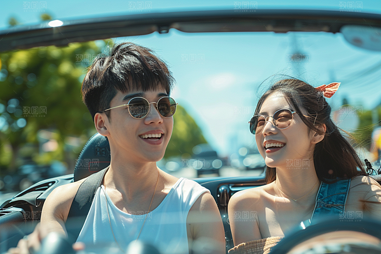 自驾游合影五一旅游摄影图
