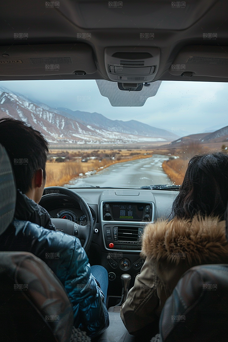 自驾游开车旅行摄影图
