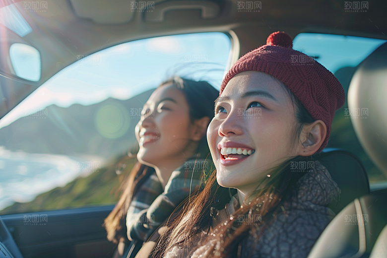 自驾游开车公路游摄影图