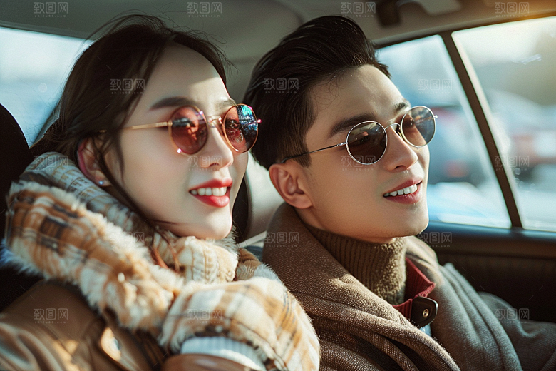 自驾游自由双人结伴摄影图