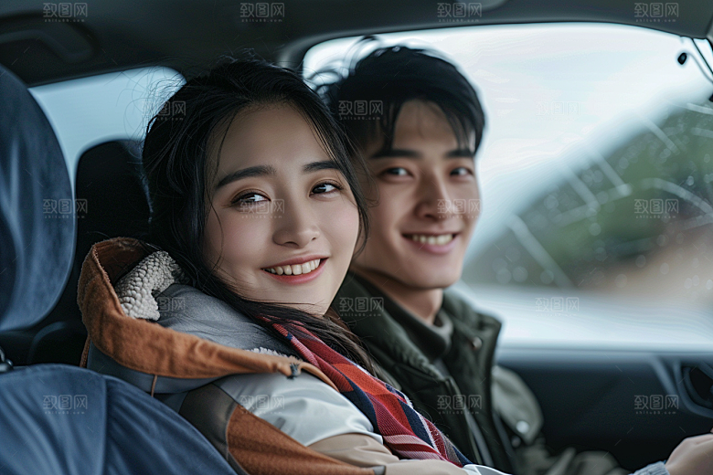 自驾游合影公路游摄影图