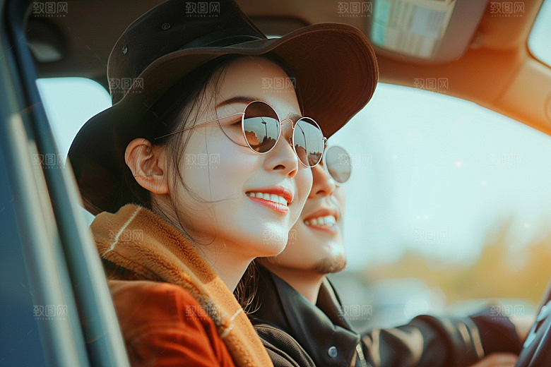 自驾游开车公路游摄影图