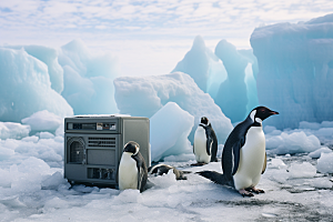 南极企鹅全球变暖自然创意素材