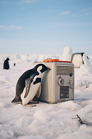 南极企鹅寒冷冰山创意素材