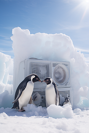 南极企鹅南极圈冰山创意素材