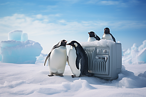 南极企鹅南极圈环保创意素材