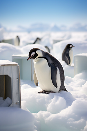 南极企鹅南极圈冰川创意素材