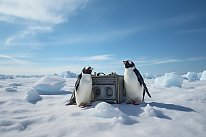 南极企鹅环保寒冷创意素材