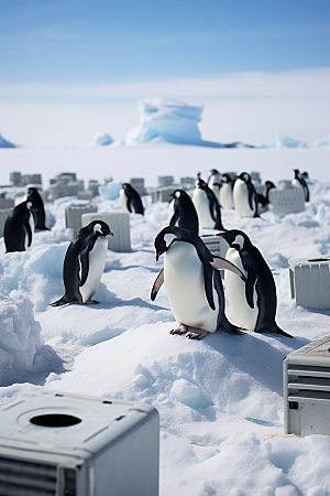 南极企鹅广告寒冷创意素材