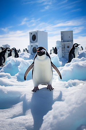 南极企鹅环保寒冷创意素材