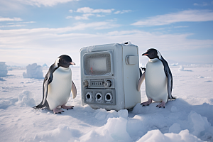 南极企鹅全球变暖南极圈创意素材