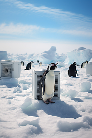 南极企鹅冰川自然创意素材