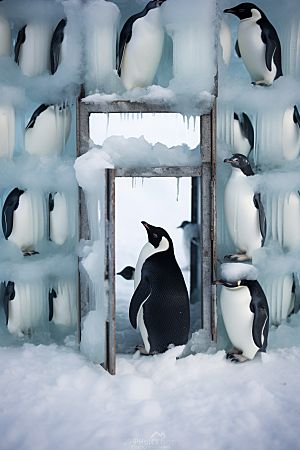 南极企鹅寒冷自然创意素材