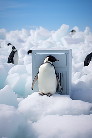 南极企鹅自然冰川创意素材