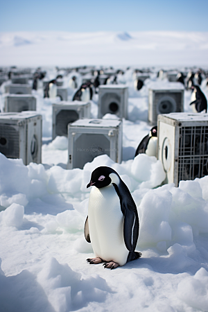 南极企鹅环保广告创意素材