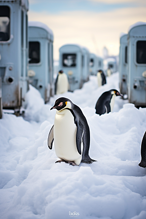 南极企鹅全球变暖南极圈创意素材
