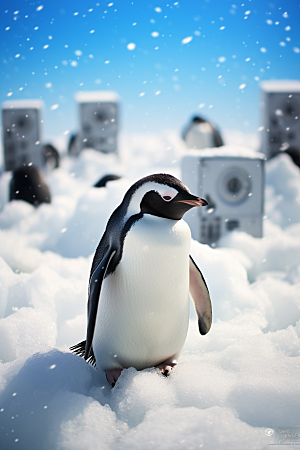 南极企鹅南极圈环保创意素材