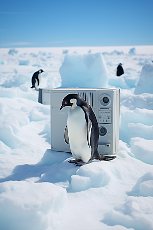 南极企鹅冰山环保创意素材