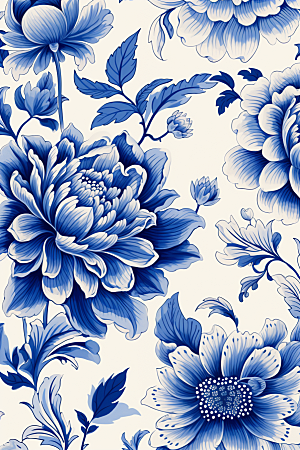 青花瓷纹样蓝色中国传统底纹