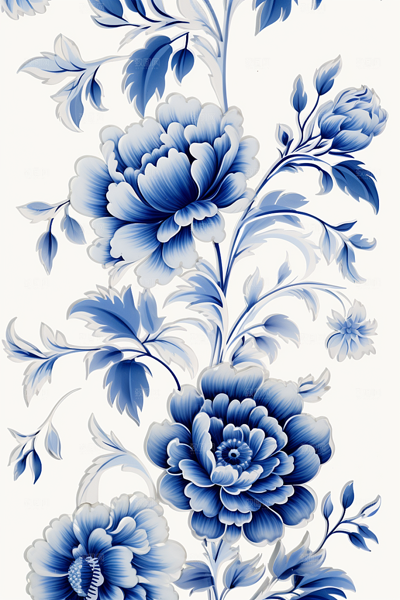 青花瓷纹样唯美艺术底纹