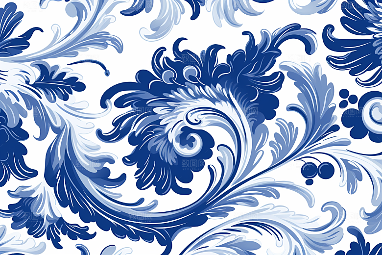 青花瓷纹样唯美国画底纹